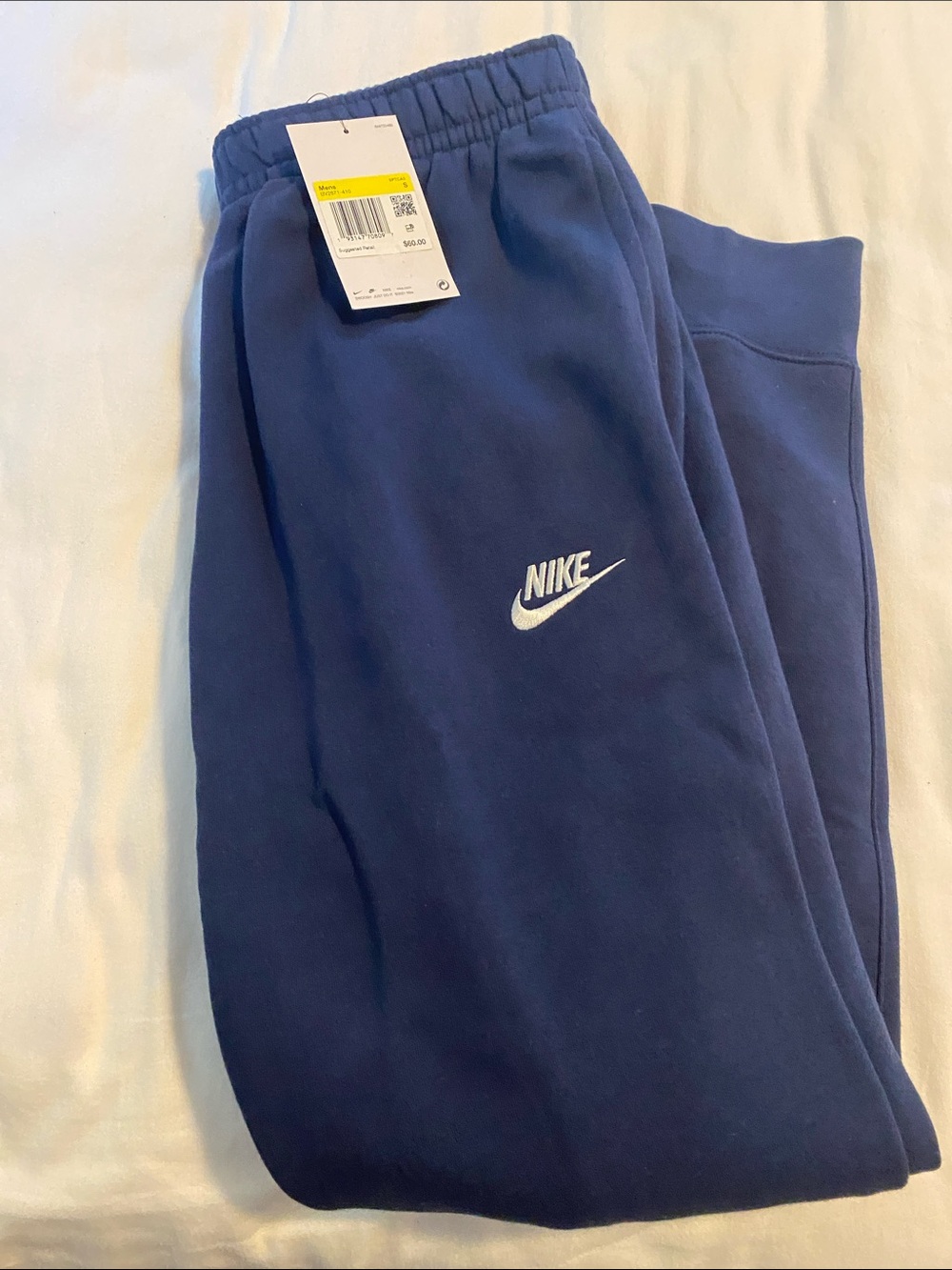 Nike Mens Dark Blue Fleece Joggers with White Logo